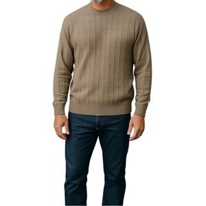 Perry Ellis Silk Cotton Blend Mock Neck Preppy Scholar Neutral Sweater Men Sz M